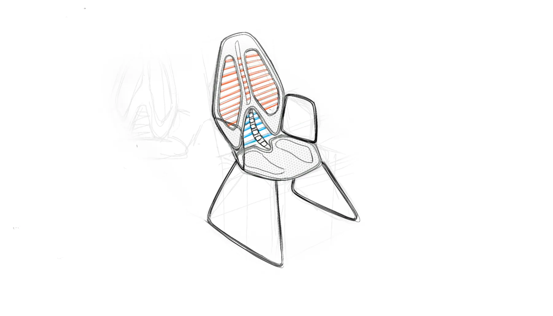 Ribbed ergonomic chair